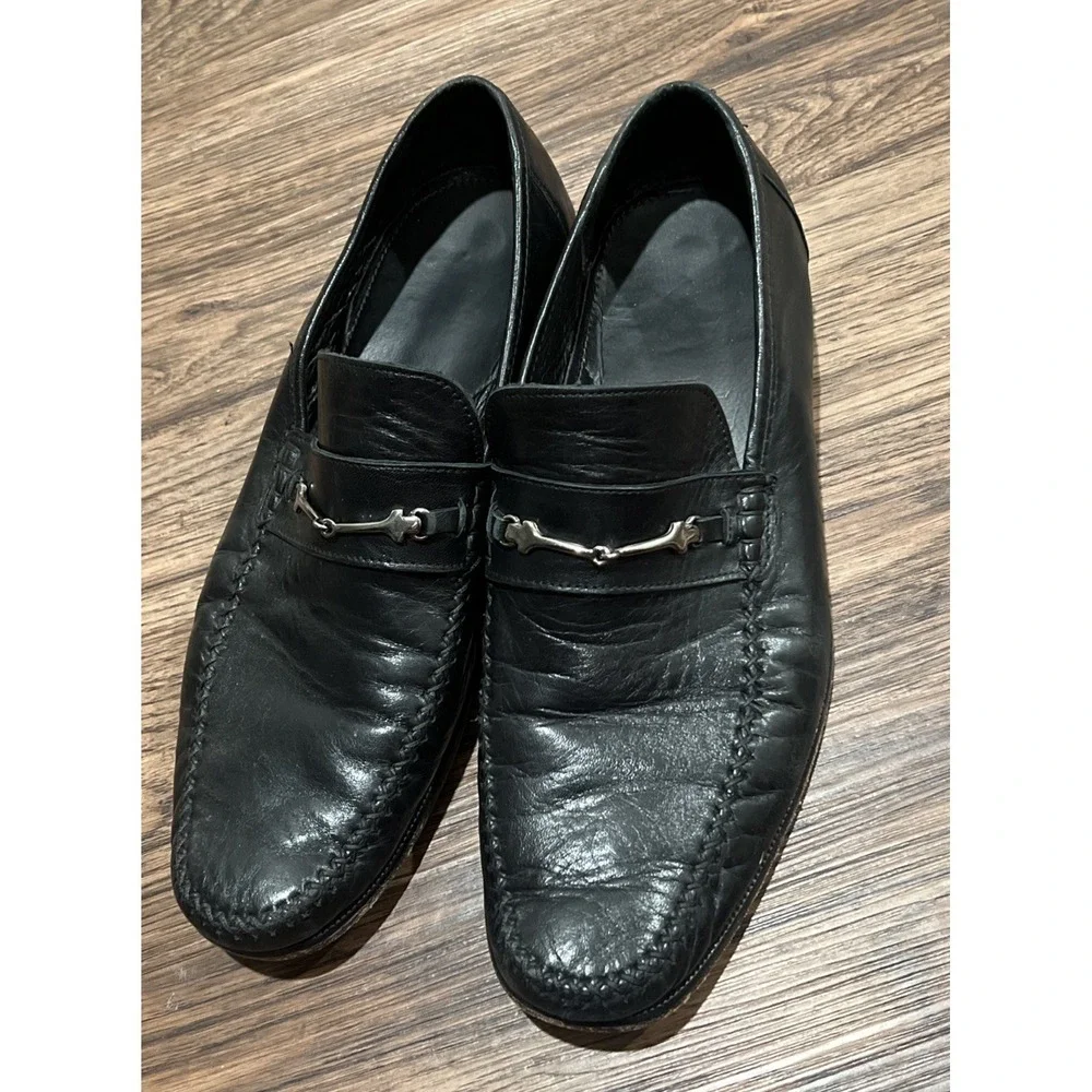 Bruno Magli Kirby 11.5 M Men's Horsebit Loafers Black Leather Italy